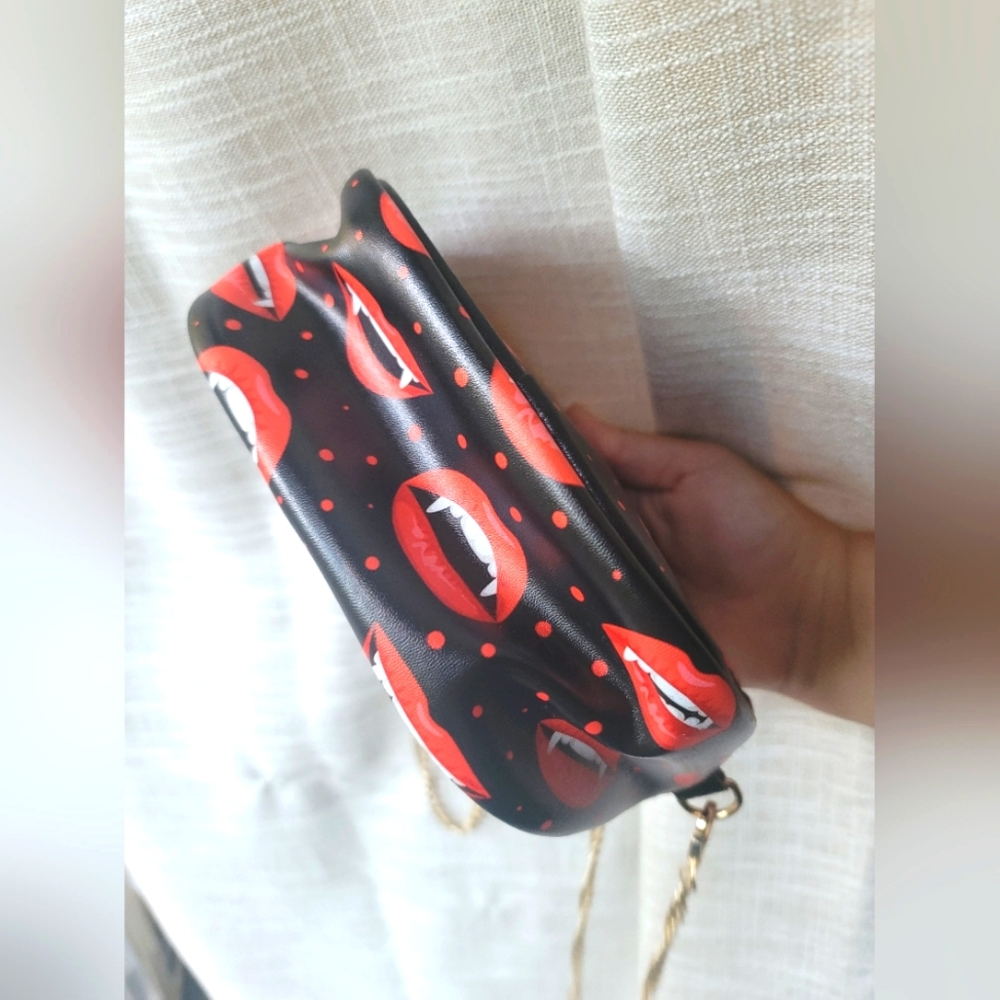 Vampire Polka Dot Crossbody With Gold Chain - Picture 5 of 8